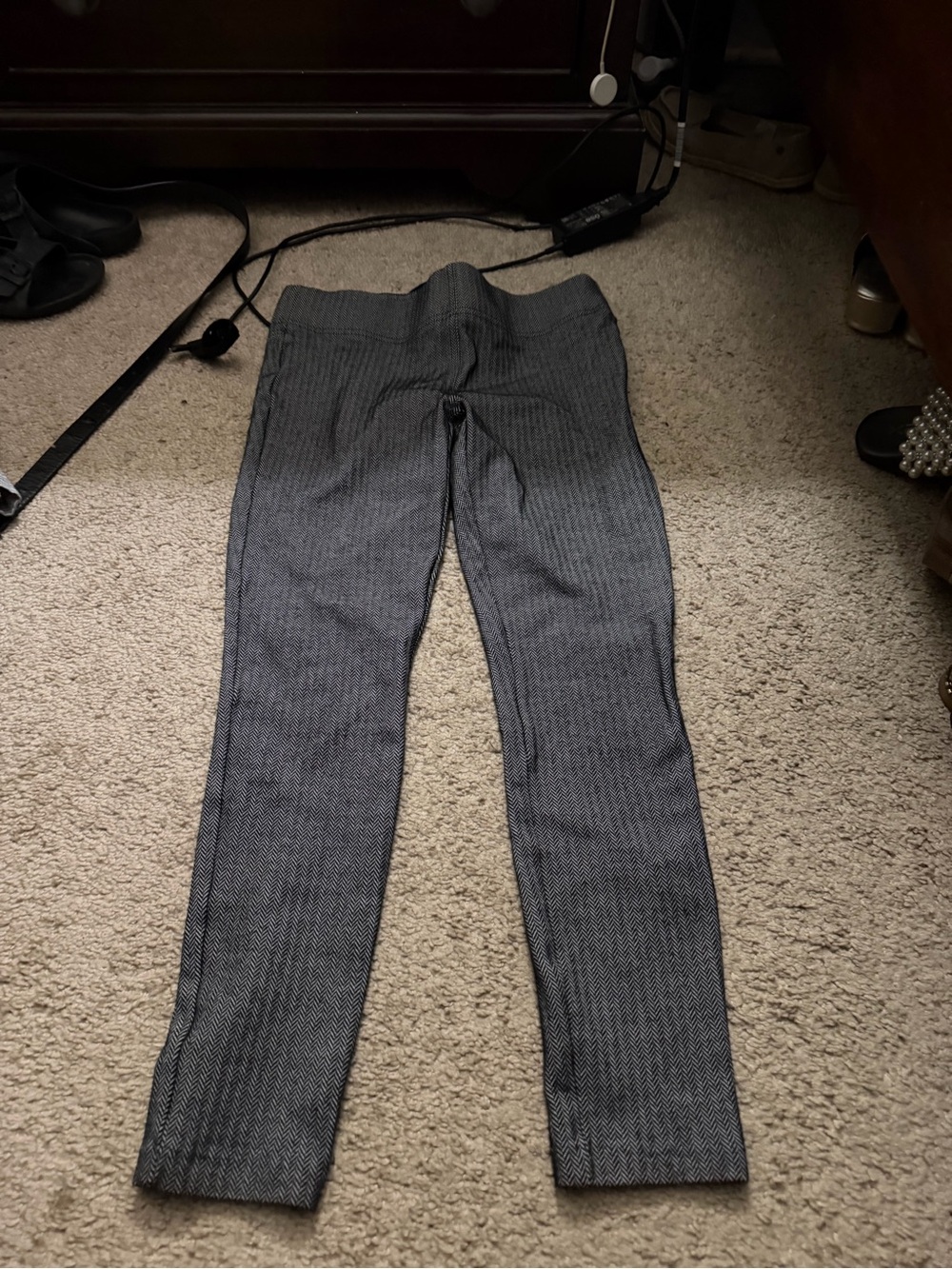 LOFT Girls' Charcoal Herringbone Knit Leggings